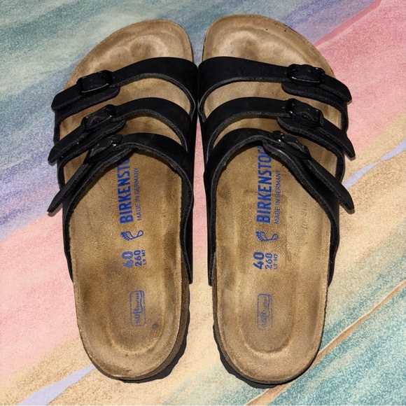 Birkenstock Florida Birko Flor Soft Footbed - Black sandals women’s  size 9 - Picture 8 of 11